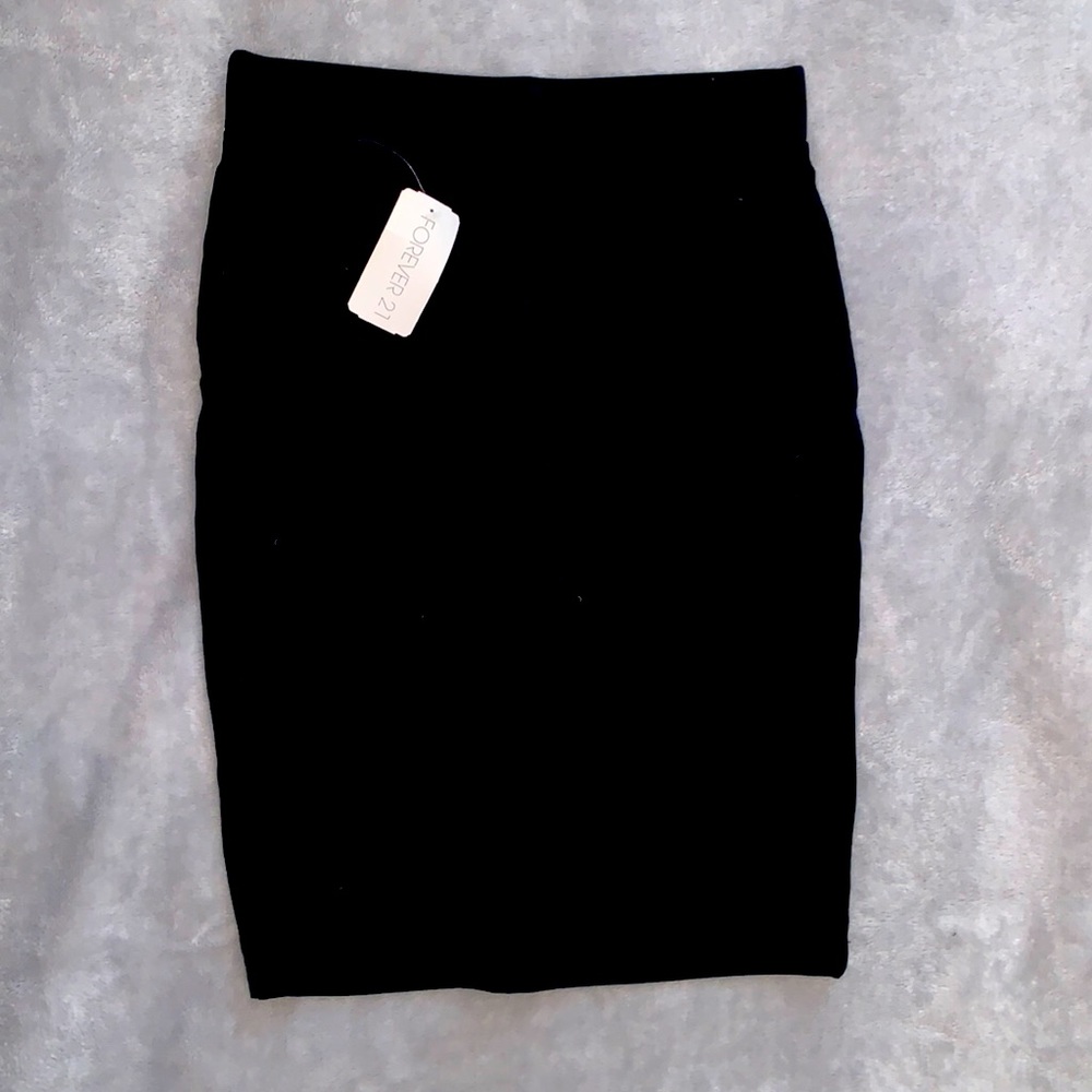Forever 21 black stretch bodycon midi skirt NWT